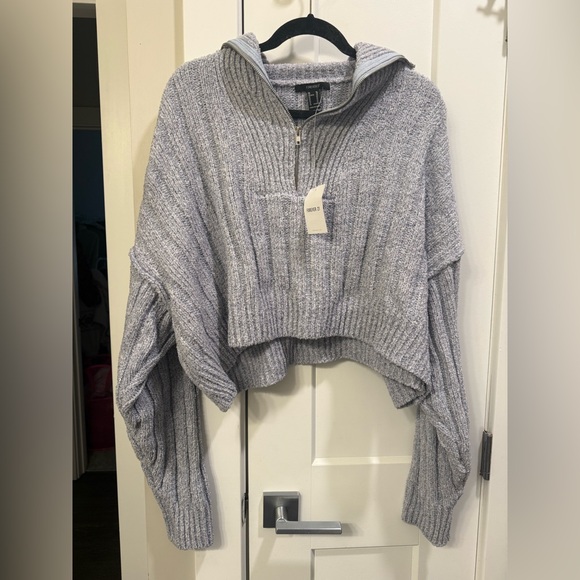 Forever 21 Sweaters - Forever 21 Light Light Blue Ribbed Cowl Neck Sweater